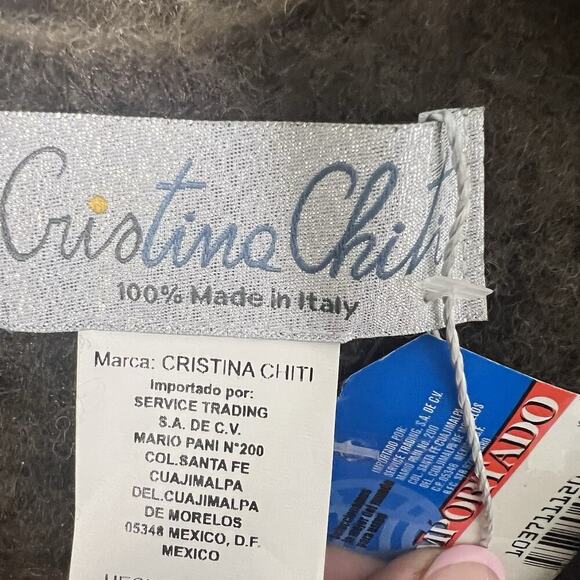 Womens Wool Blend Scarf Shawl Wrap Made in Italy Brown Green Big Luxury Elegant - Picture 6 of 7